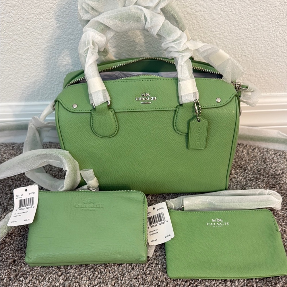 Coach Green Satchel with Structured Dome Shape